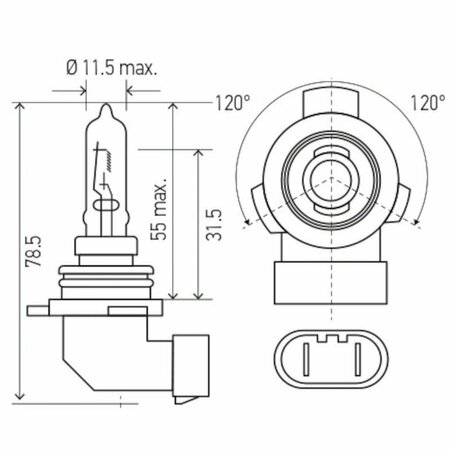 HELLA Bulb 9012Ll/Hir2 12V, 9012Ll 9012LL